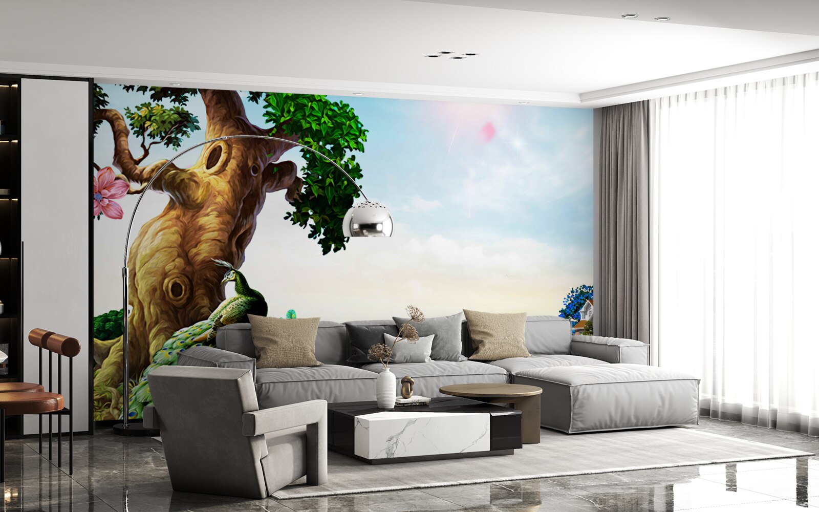 Fototapeta smaragdovej krajiny a ich obyvateľov na brehoch nádrží