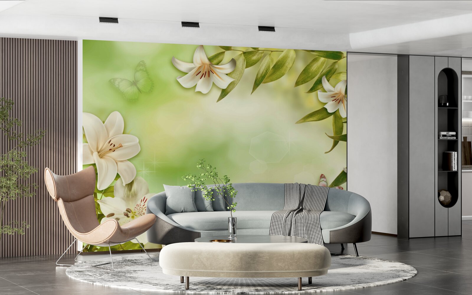 Fototapeta jarné kvety s vlajúcimi motýľmi