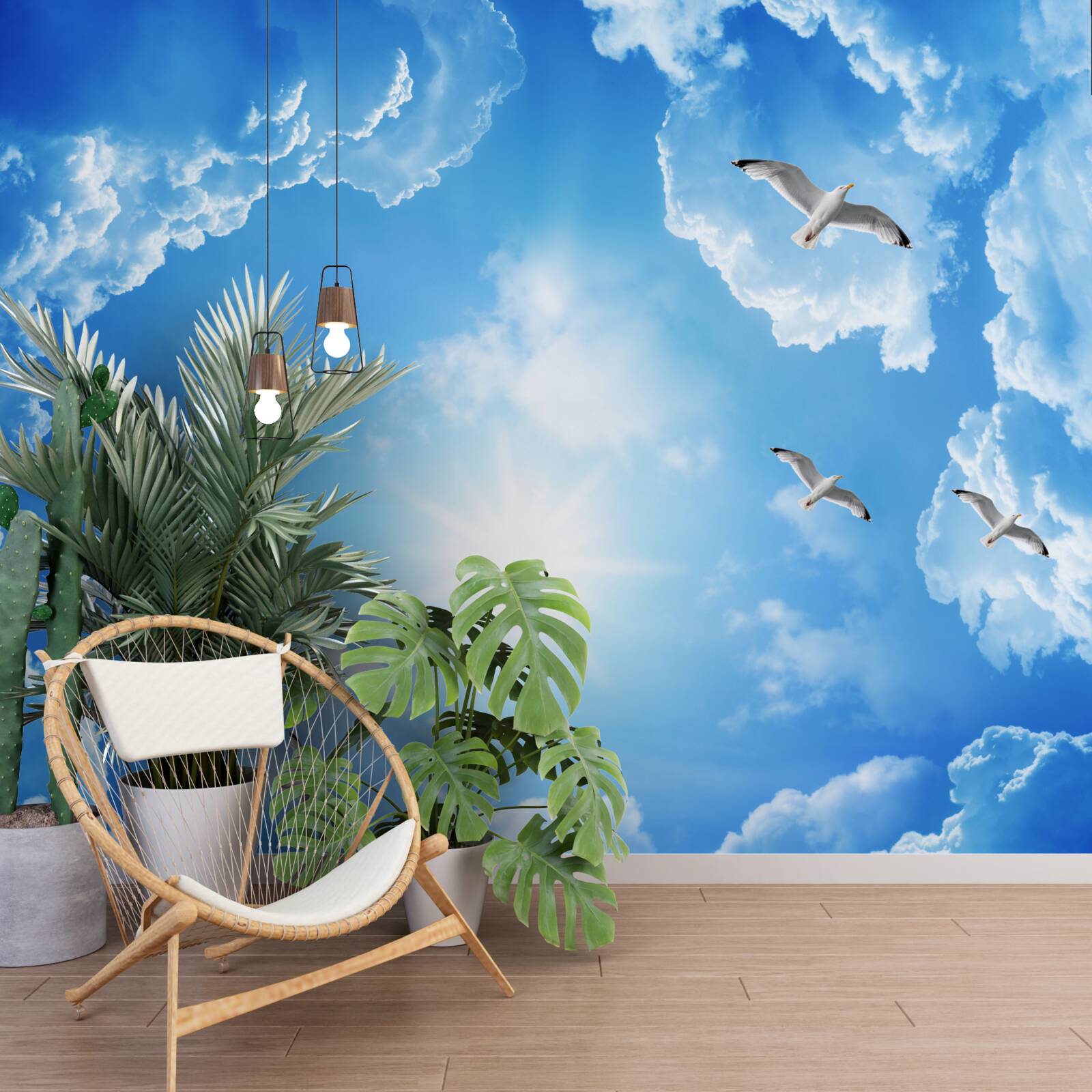 Fototapeta položte ruky na svetlomodrý oblak