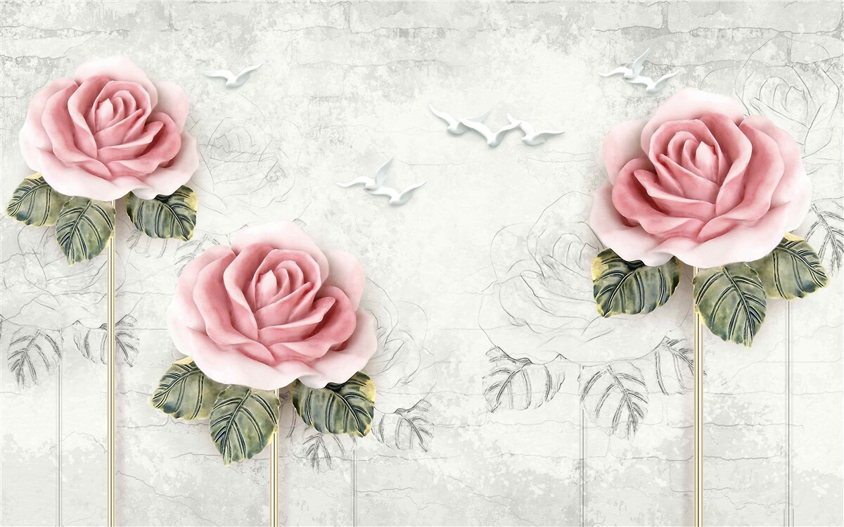 Fototapeta štíhla šarlátová ruža a snehobiele čajky