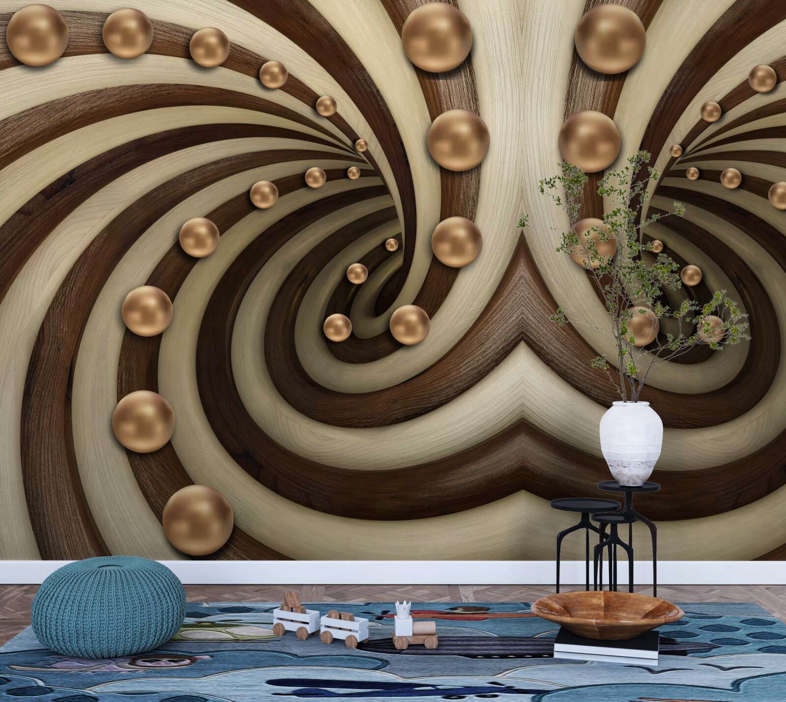 Fototapeta Na povrch padajú hrudky zlatistej farby