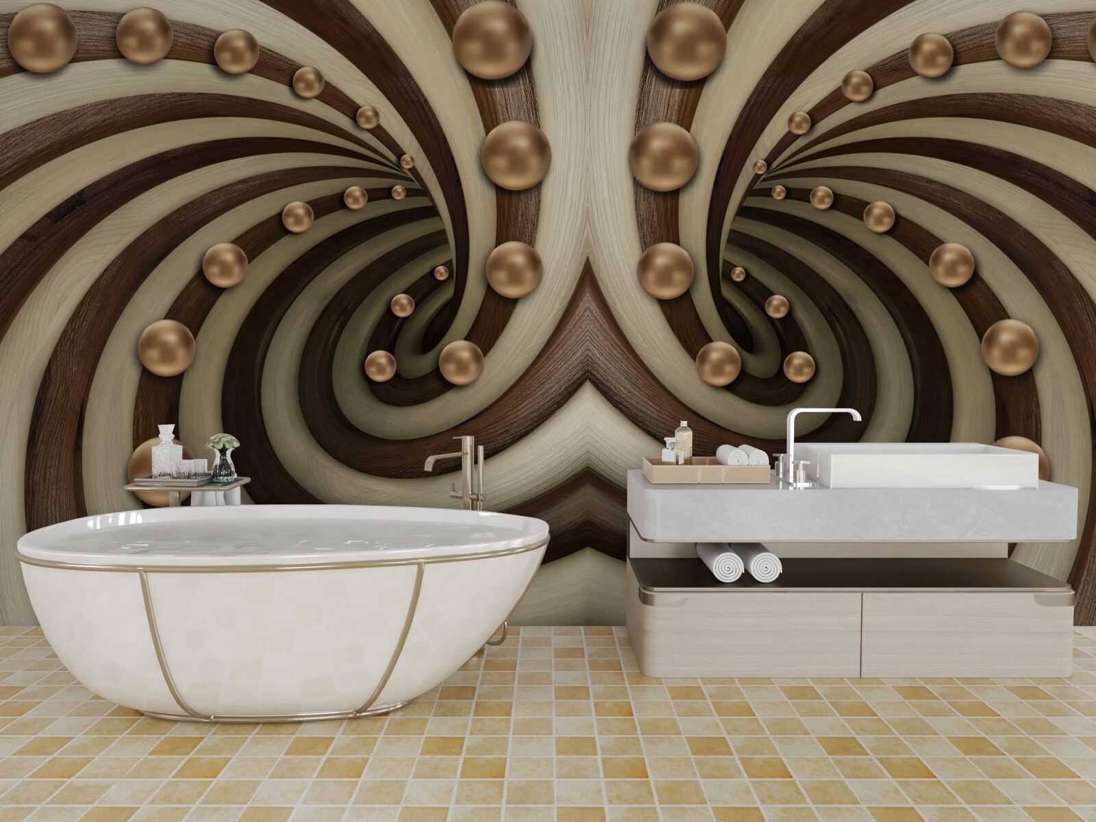 Fototapeta Na povrch padajú hrudky zlatistej farby