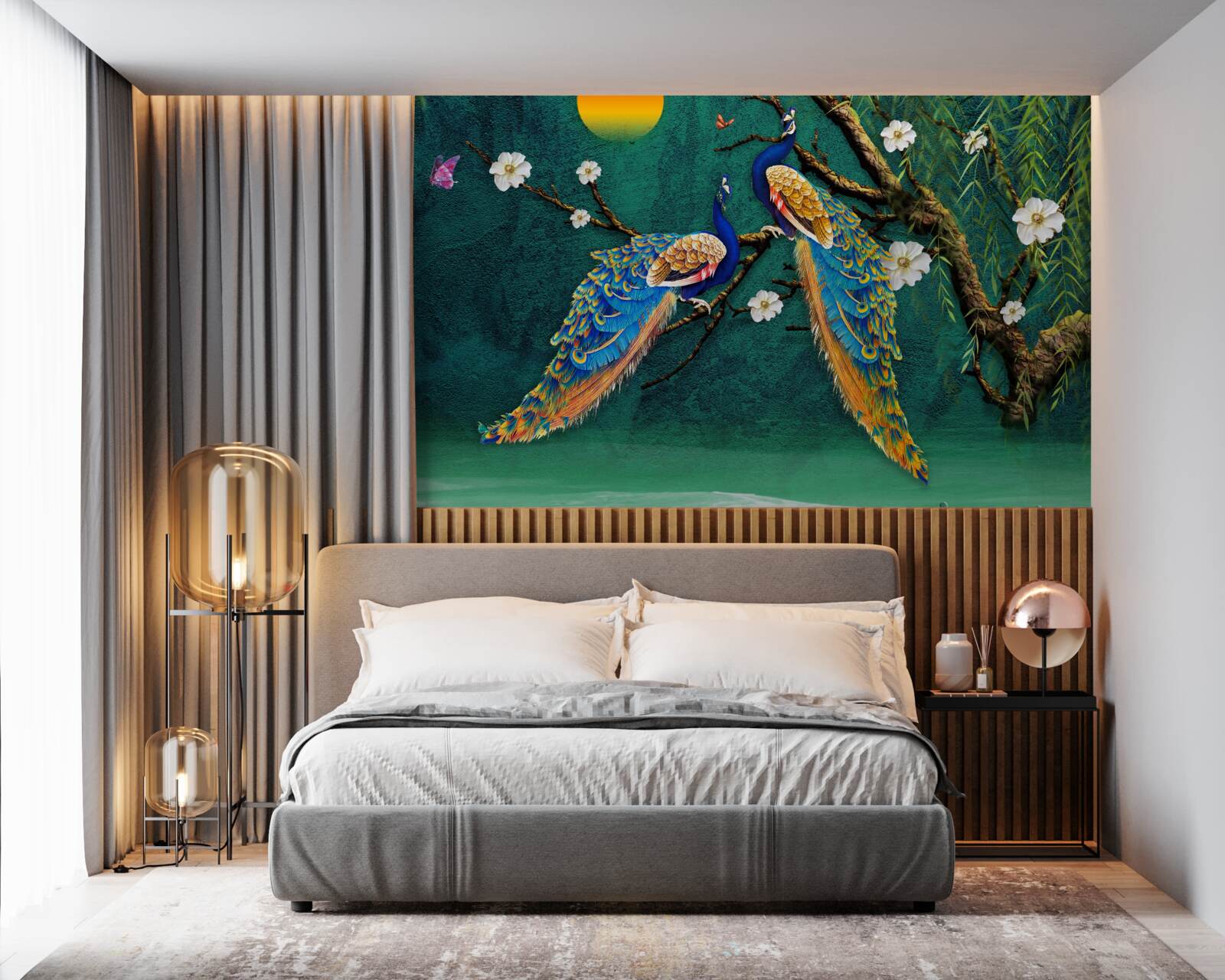 Fototapeta Pri západe slnka vydávajú pávy zvuky volania