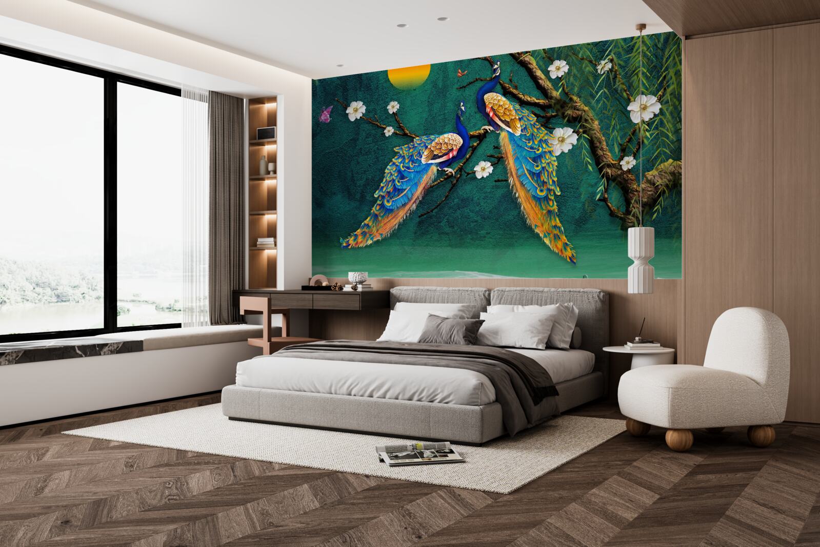 Fototapeta Pri západe slnka vydávajú pávy zvuky volania