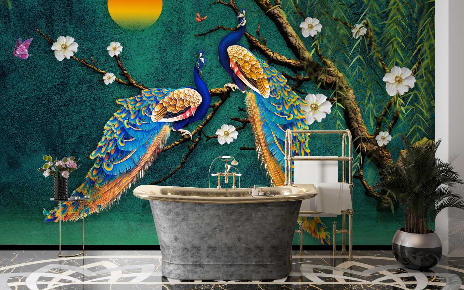 Fototapeta Pri západe slnka vydávajú pávy zvuky volania