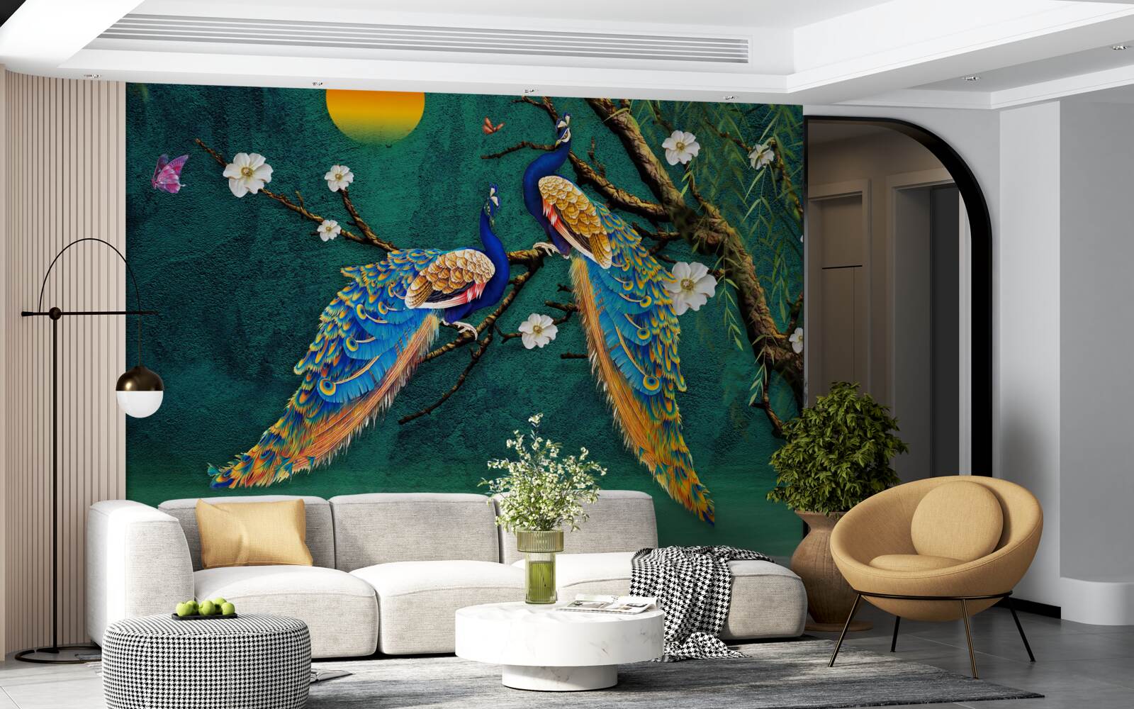 Fototapeta Pri západe slnka vydávajú pávy zvuky volania