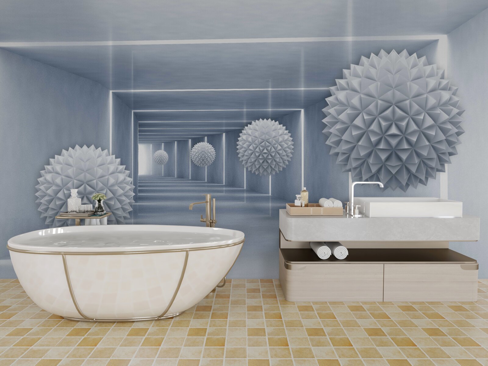 Fototapeta gule plávajúce v pravouhlom priechode