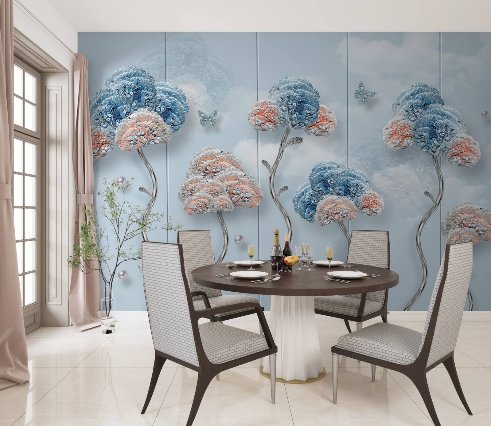 Fototapeta hortenzie usporiadané na skladaných paneloch