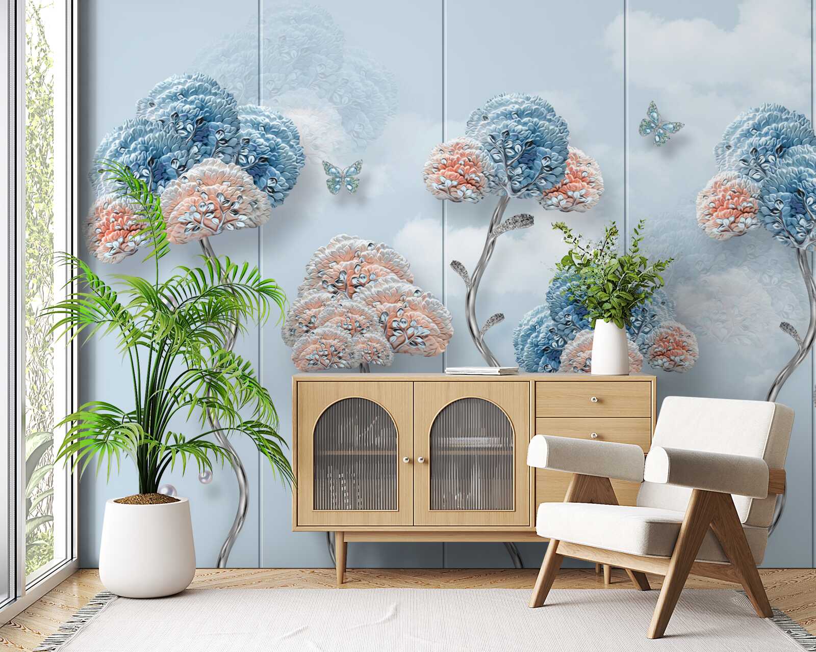 Fototapeta hortenzie usporiadané na skladaných paneloch