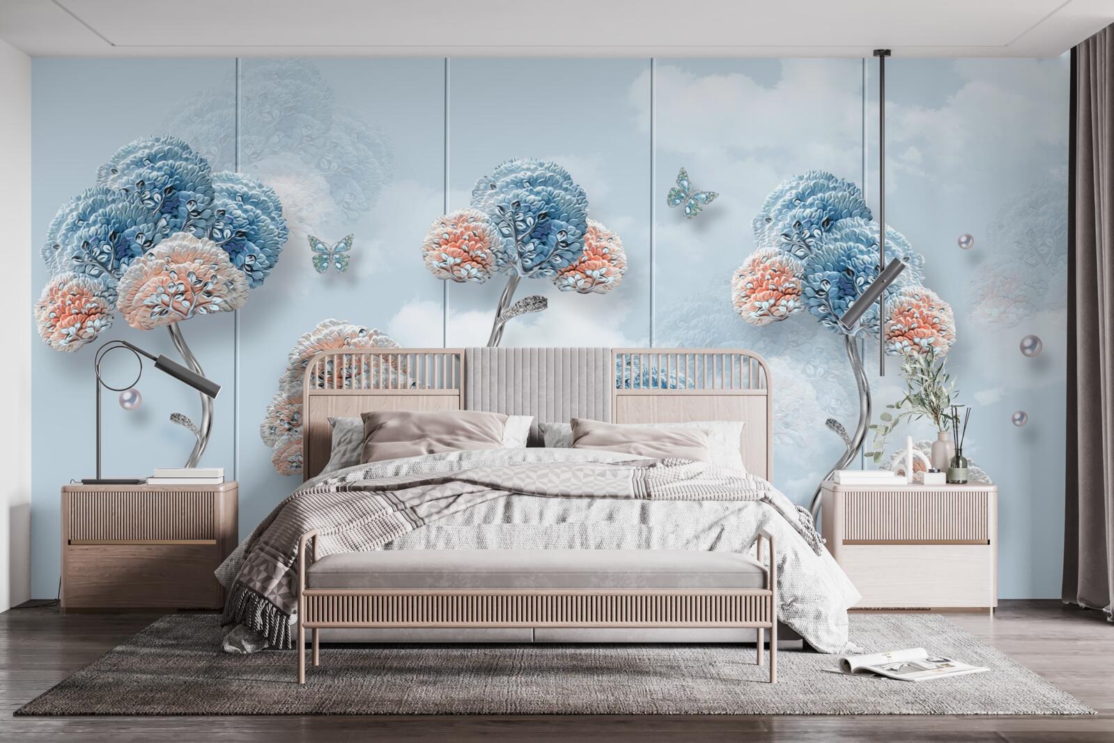 Fototapeta hortenzie usporiadané na skladaných paneloch