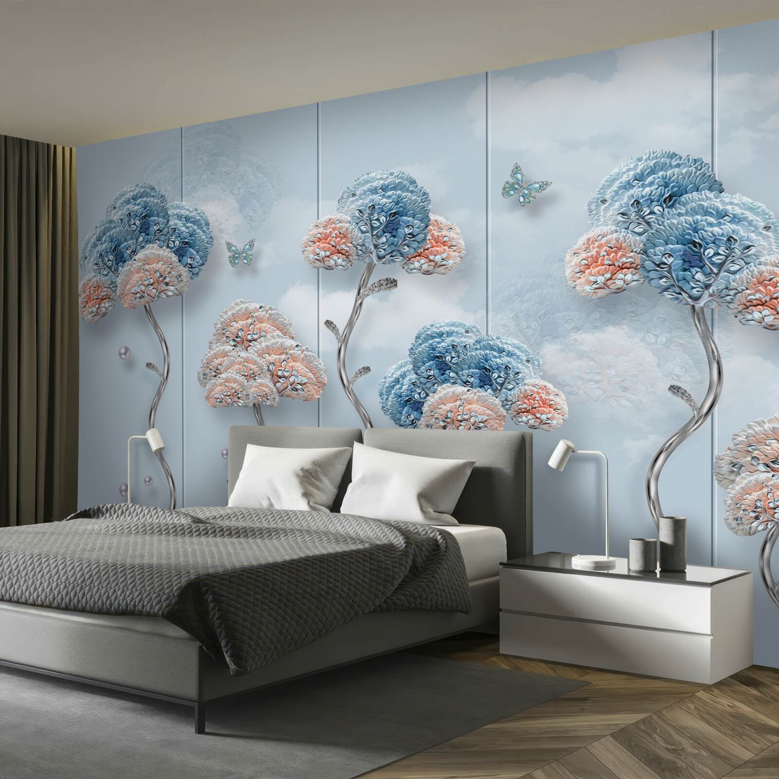 Fototapeta hortenzie usporiadané na skladaných paneloch