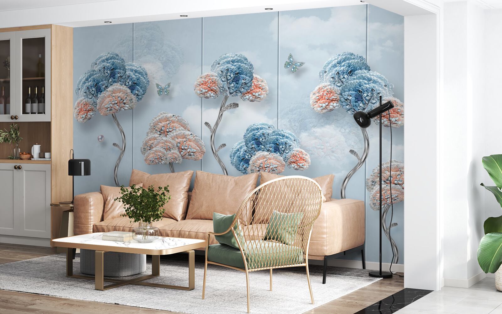 Fototapeta hortenzie usporiadané na skladaných paneloch