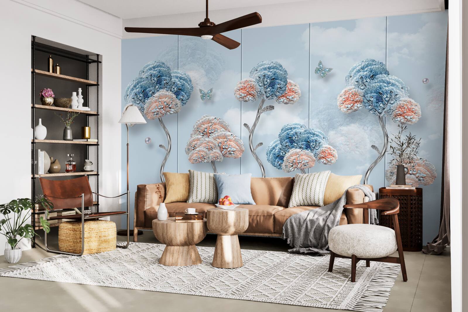 Fototapeta hortenzie usporiadané na skladaných paneloch