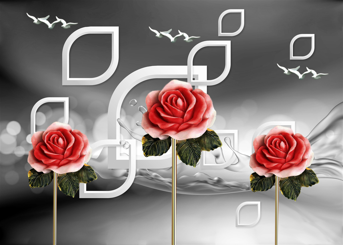 Fototapeta pôvabné šarlátové ruže sa chvália na abstraktnom pozadí