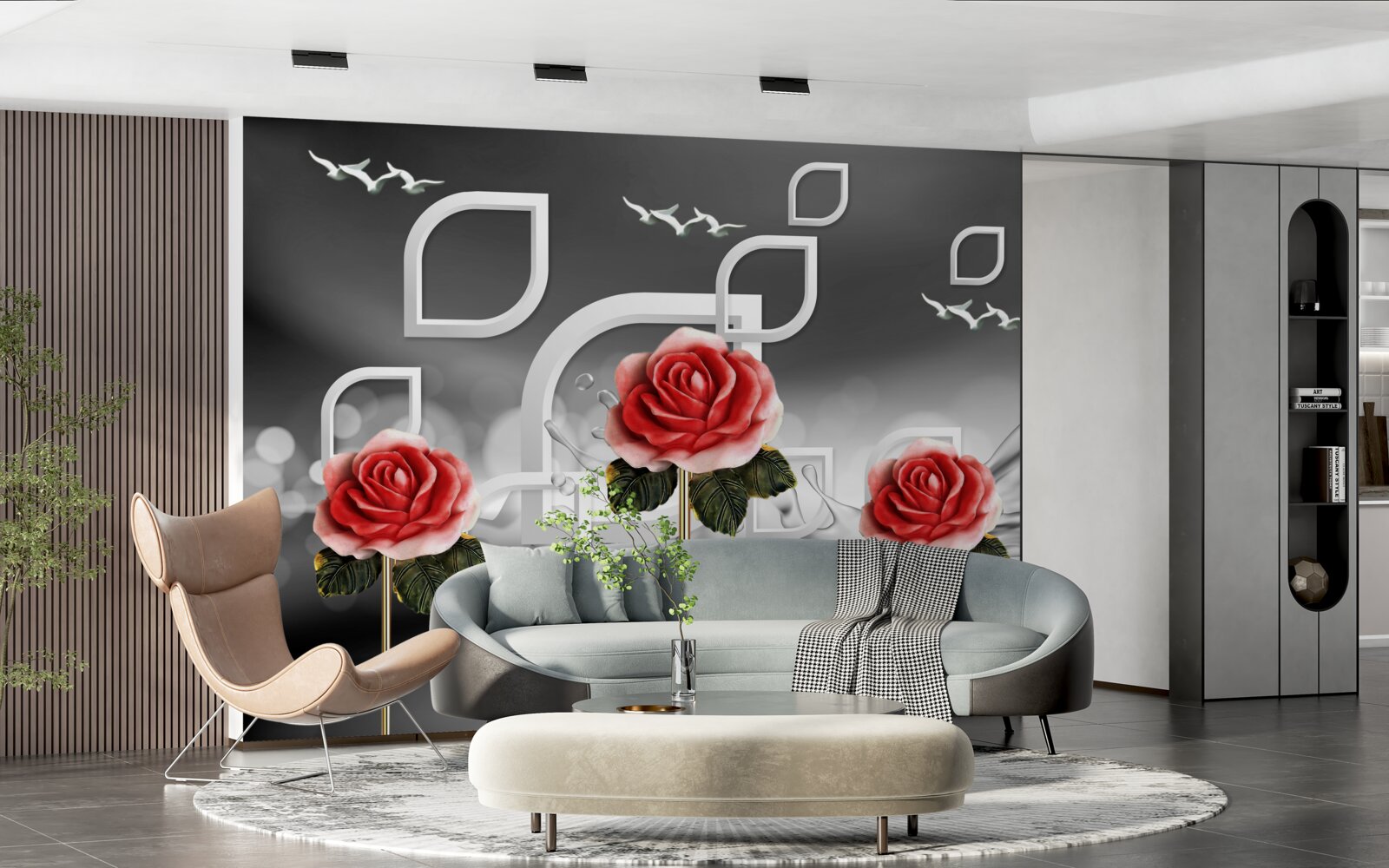 Fototapeta pôvabné šarlátové ruže sa chvália na abstraktnom pozadí