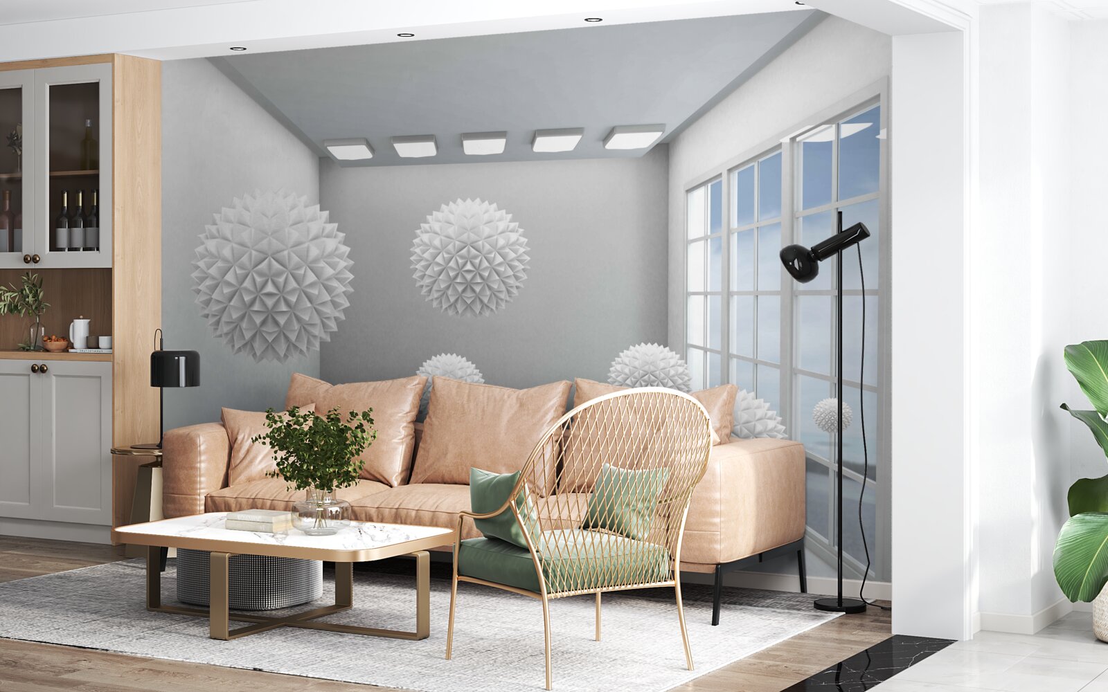 Fototapeta ostré biele gule vo svetlej miestnosti