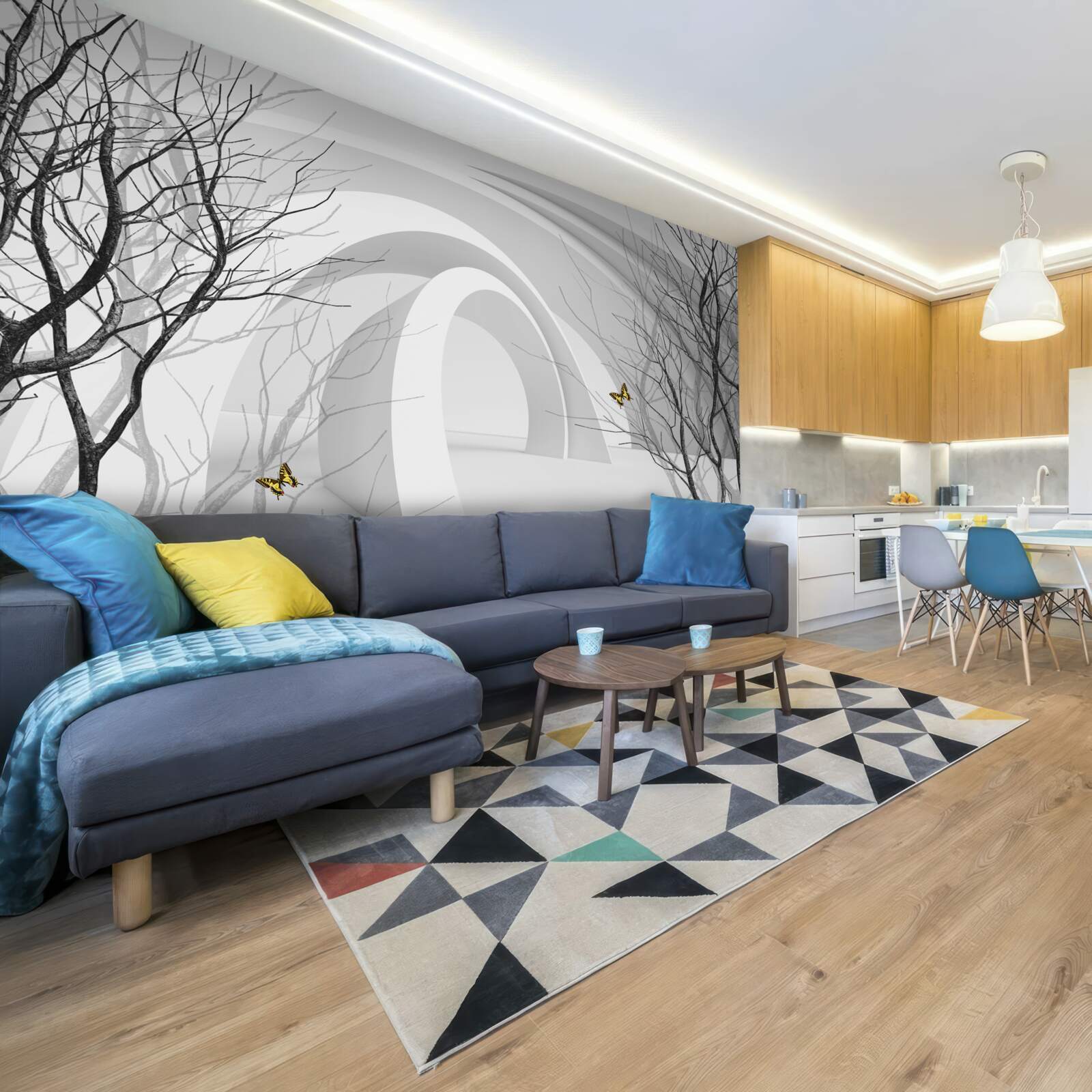 Fototapeta futuristické oblúky a odhalené stromy