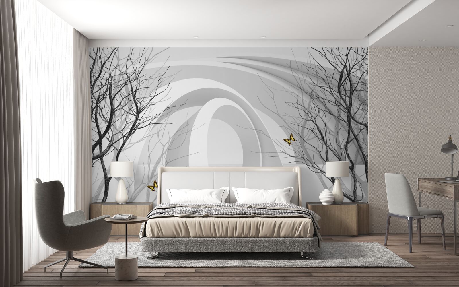 Fototapeta futuristické oblúky a odhalené stromy