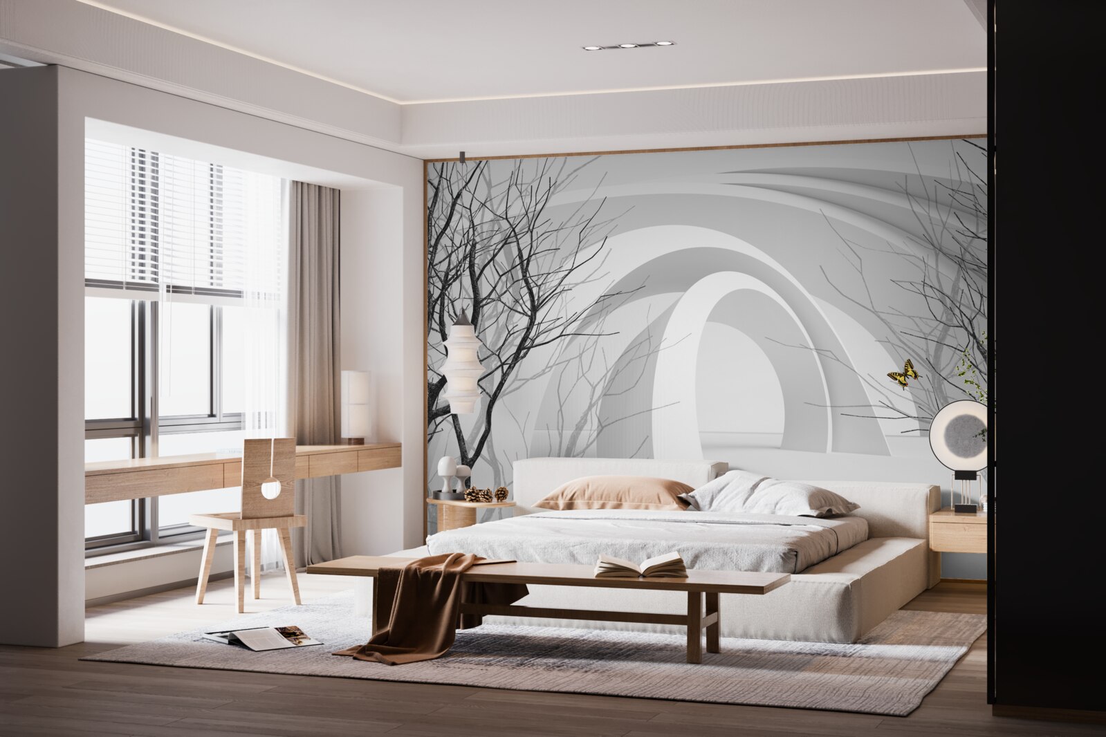 Fototapeta futuristické oblúky a odhalené stromy