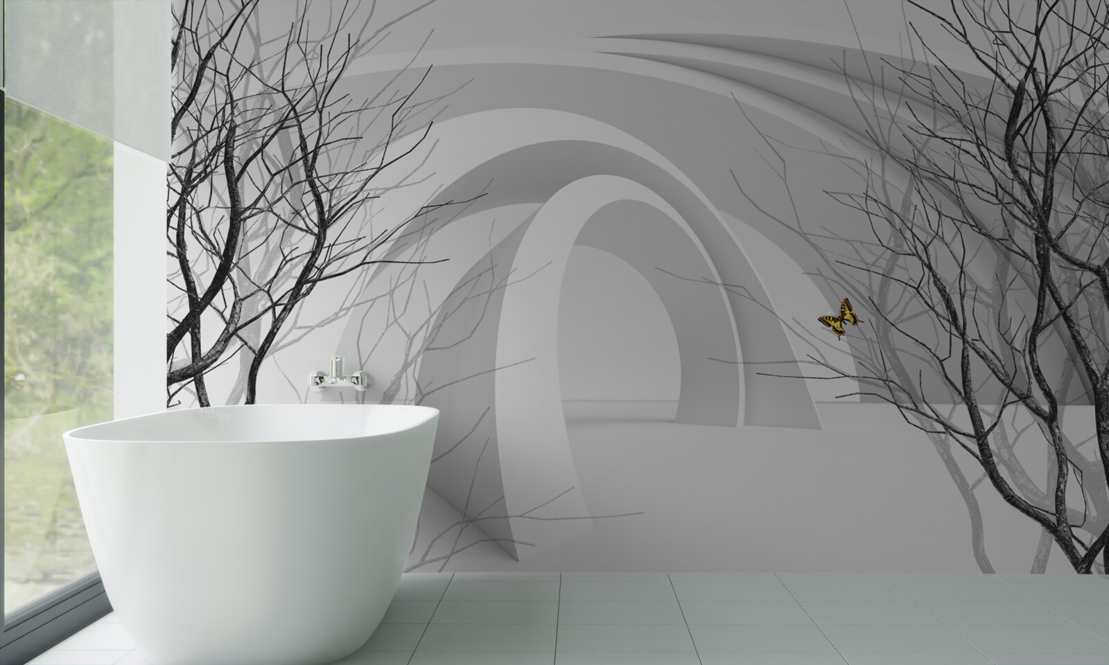 Fototapeta futuristické oblúky a odhalené stromy