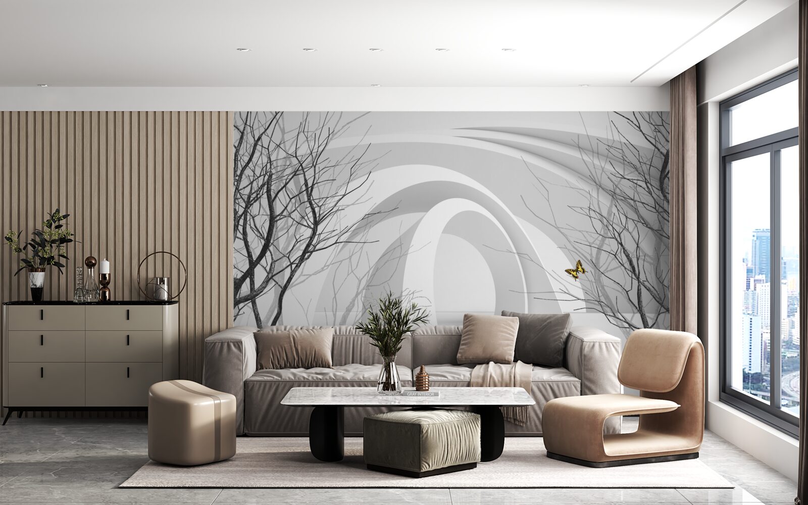 Fototapeta futuristické oblúky a odhalené stromy