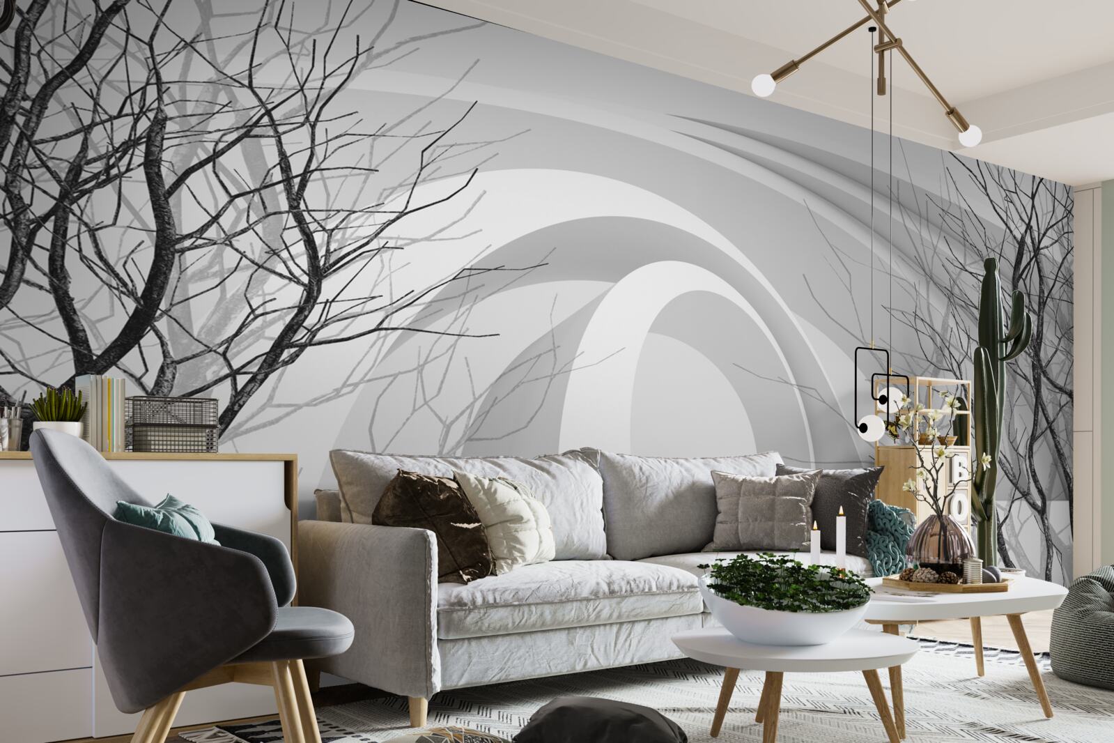 Fototapeta futuristické oblúky a odhalené stromy