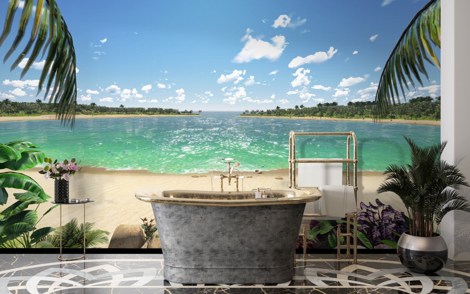 Fototapeta pláž so zlatým pieskom na tyrkysovom pobreží