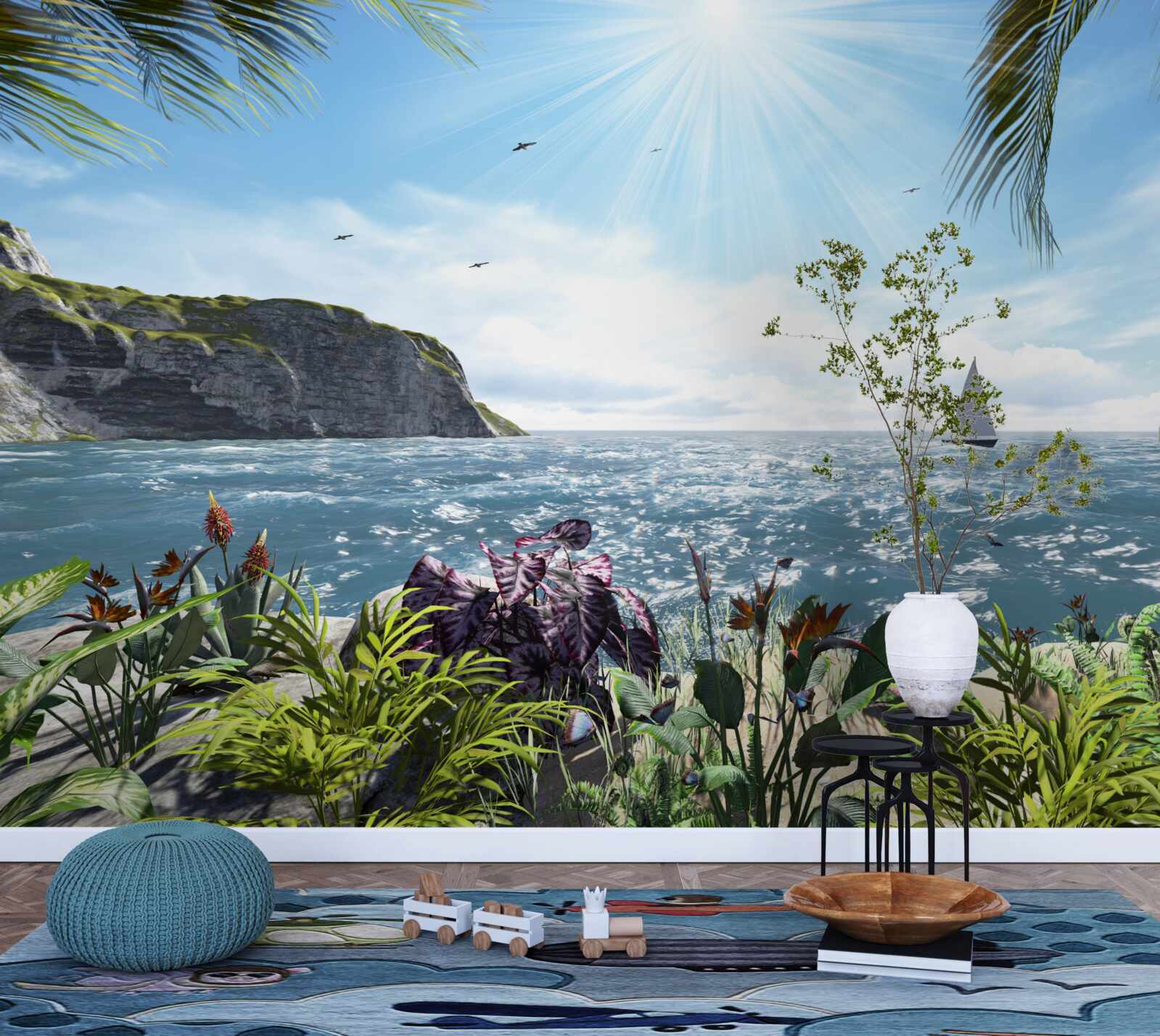 Fototapeta svetelné lúče osvetľujú morskú hladinu