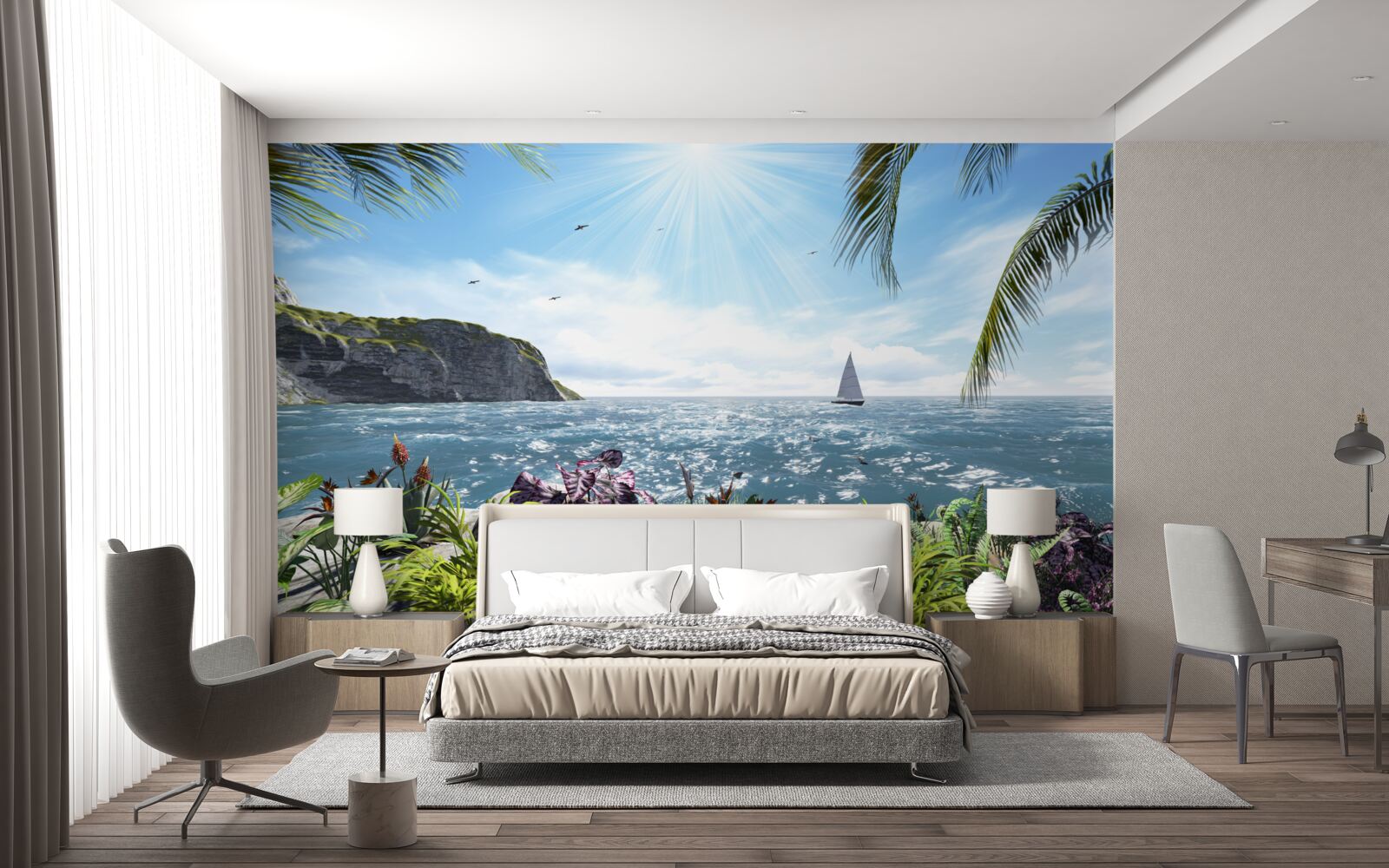 Fototapeta svetelné lúče osvetľujú morskú hladinu