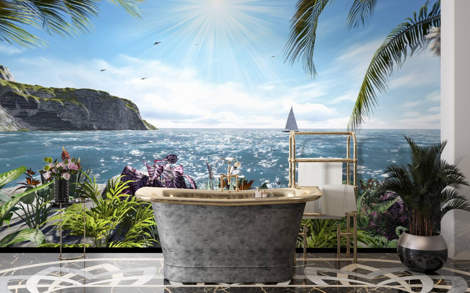 Fototapeta svetelné lúče osvetľujú morskú hladinu