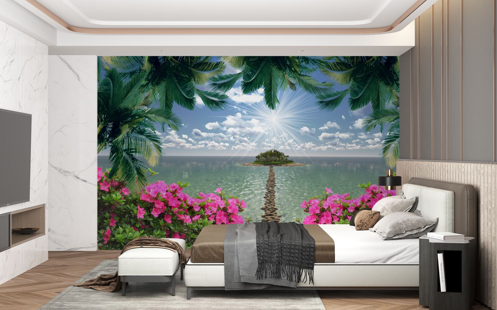 Fototapeta kamenná cesta vedúca na ostrov v oceáne