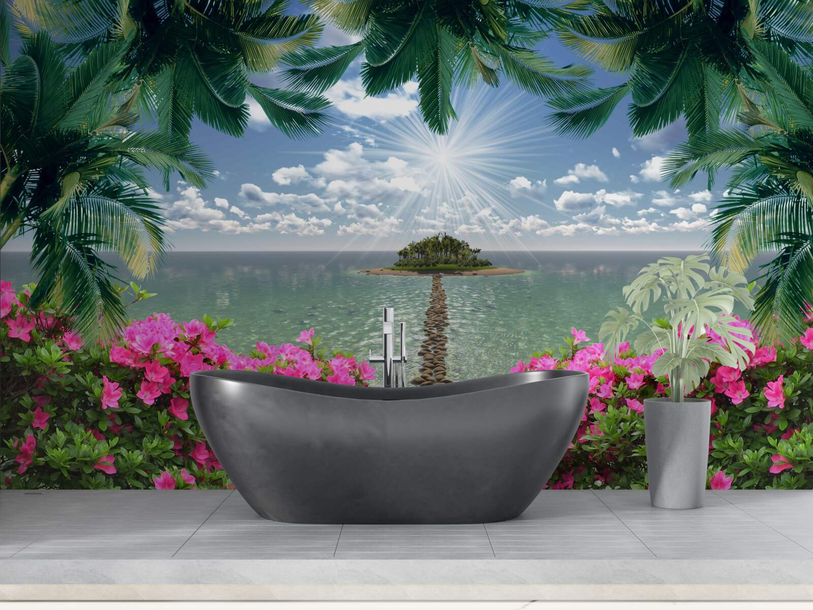 Fototapeta kamenná cesta vedúca na ostrov v oceáne