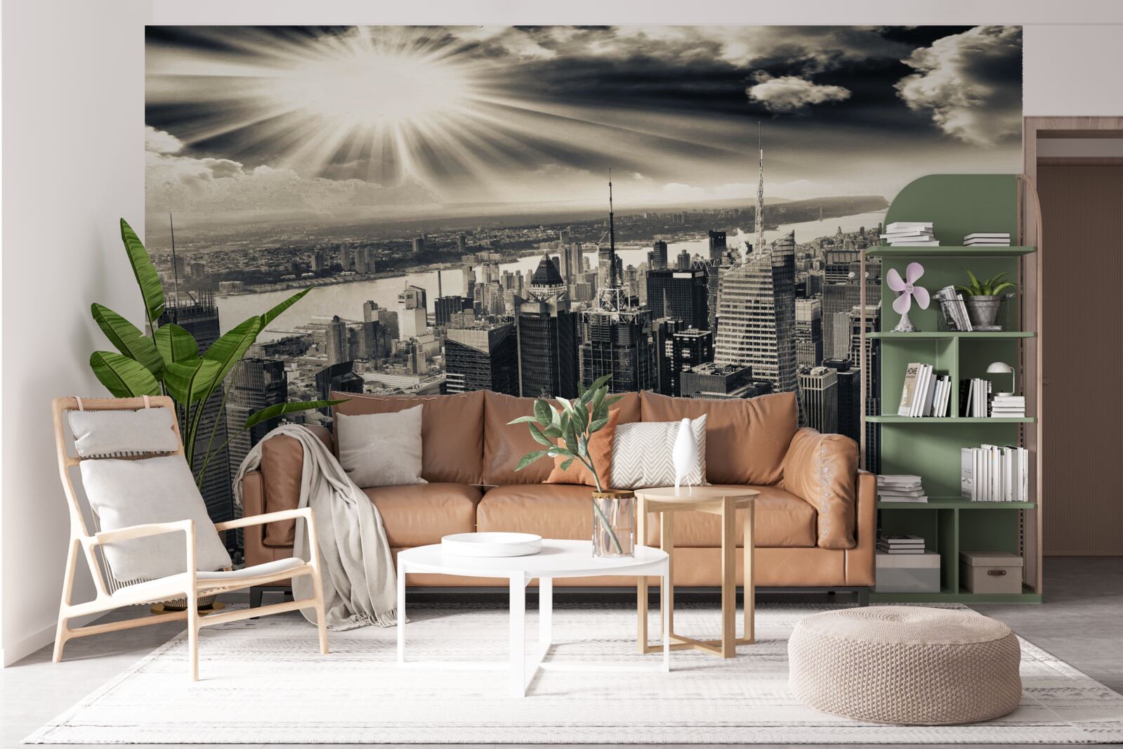 Fototapeta Žiariace slnko napĺňa metropolu sépiovými vodami