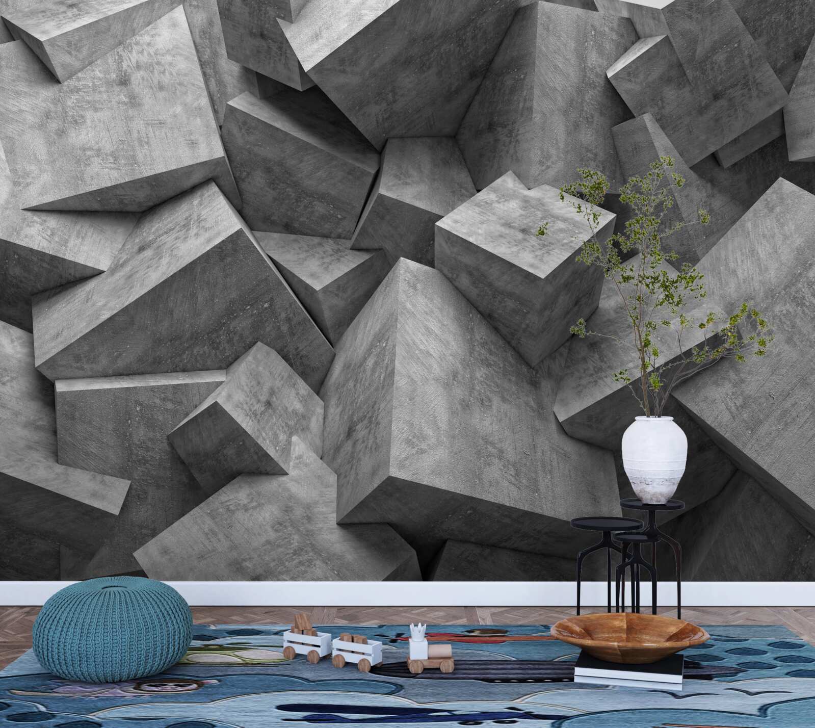 Fototapeta trojrozmerné geometrické tvary v šedej farbe