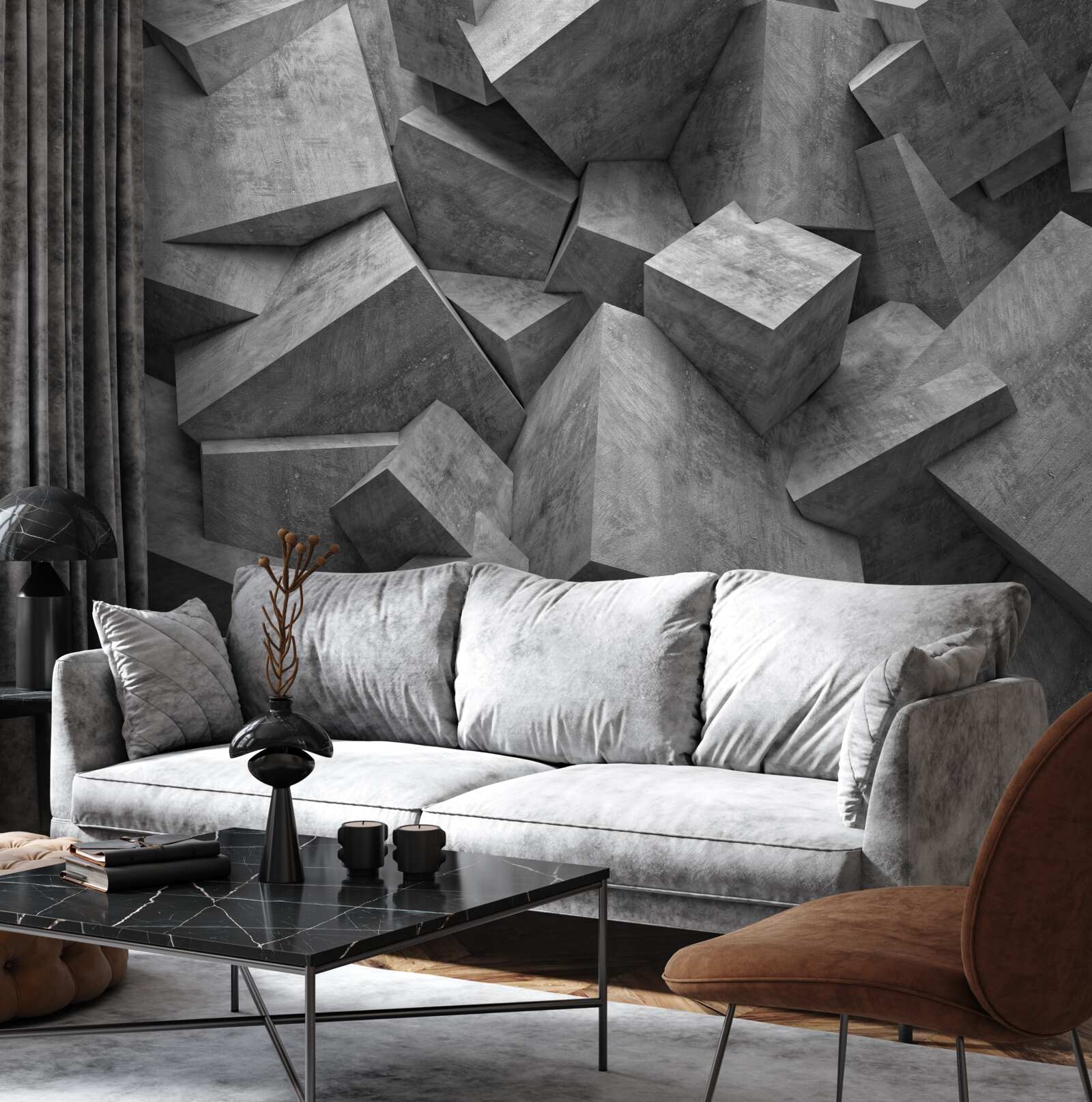 Fototapeta trojrozmerné geometrické tvary v šedej farbe