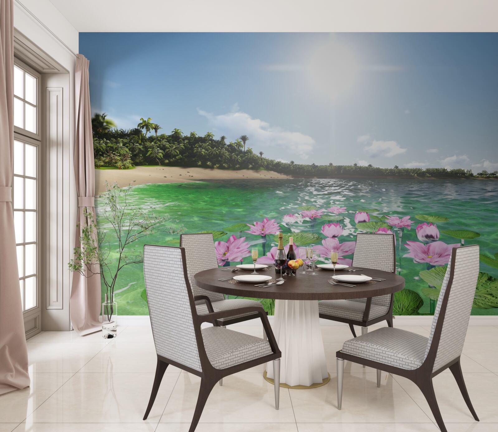 Fototapeta Ružové lotosy na vodnej hladine