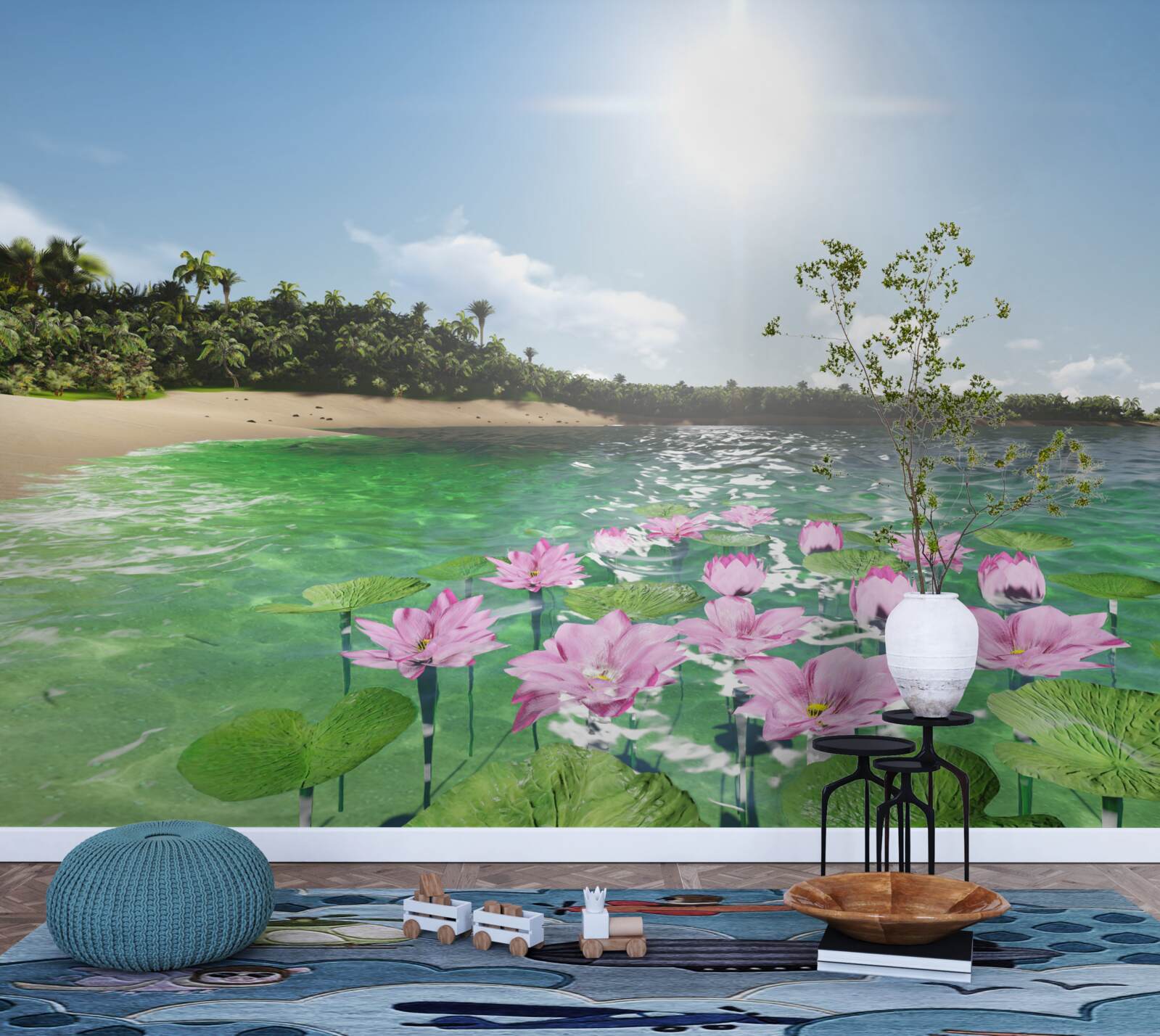 Fototapeta Ružové lotosy na vodnej hladine