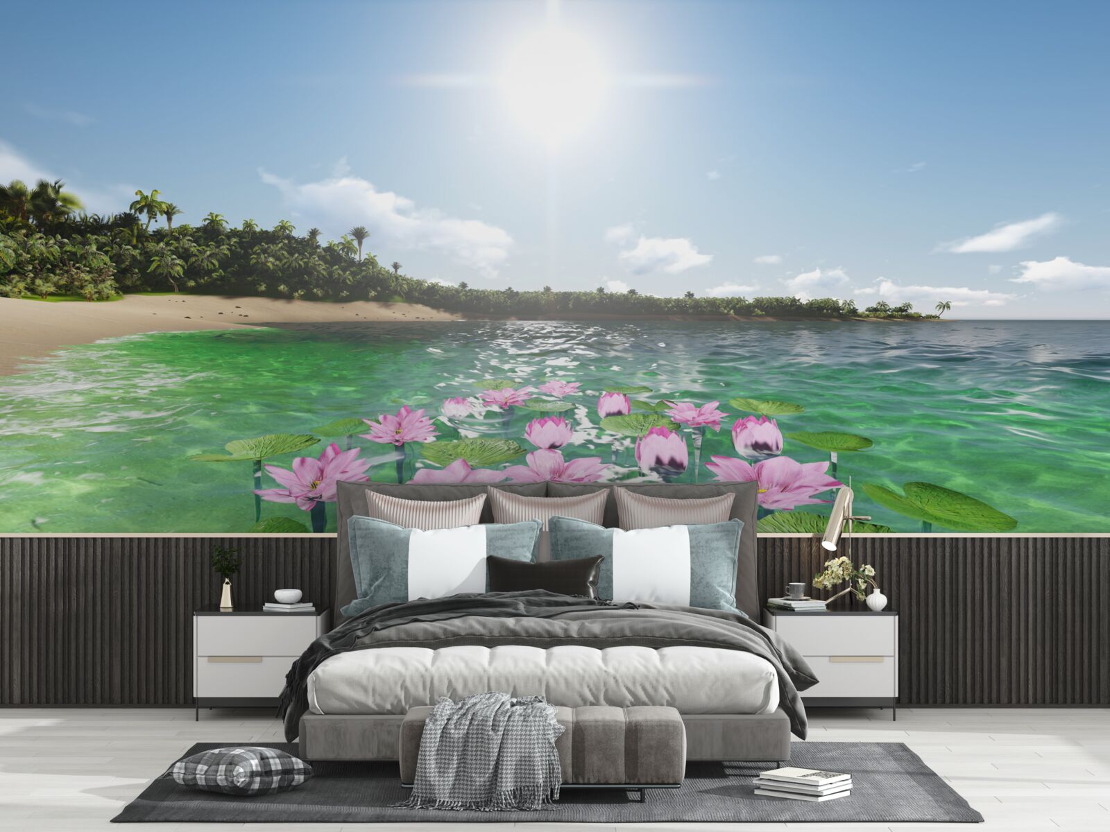 Fototapeta Ružové lotosy na vodnej hladine