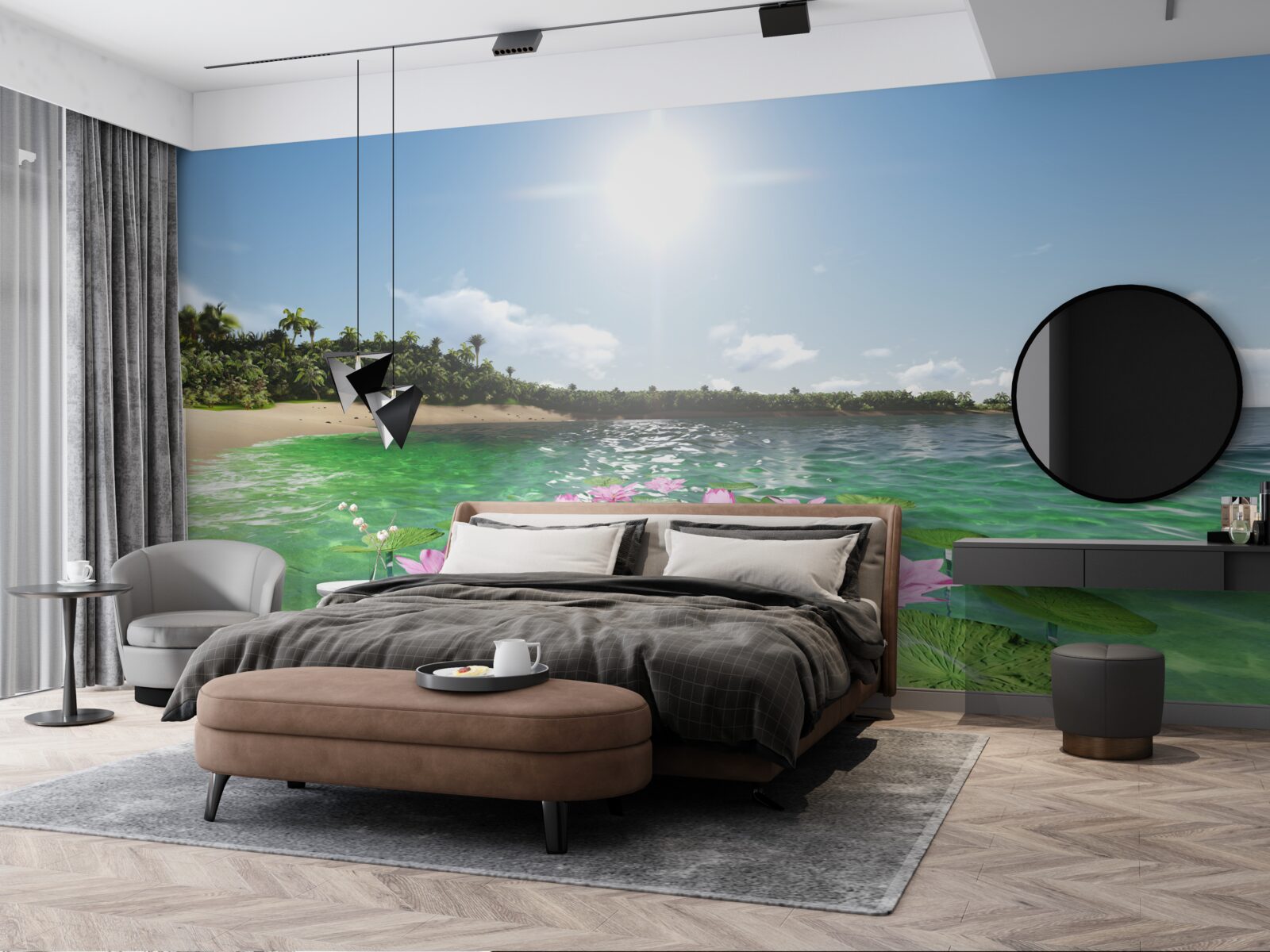 Fototapeta Ružové lotosy na vodnej hladine