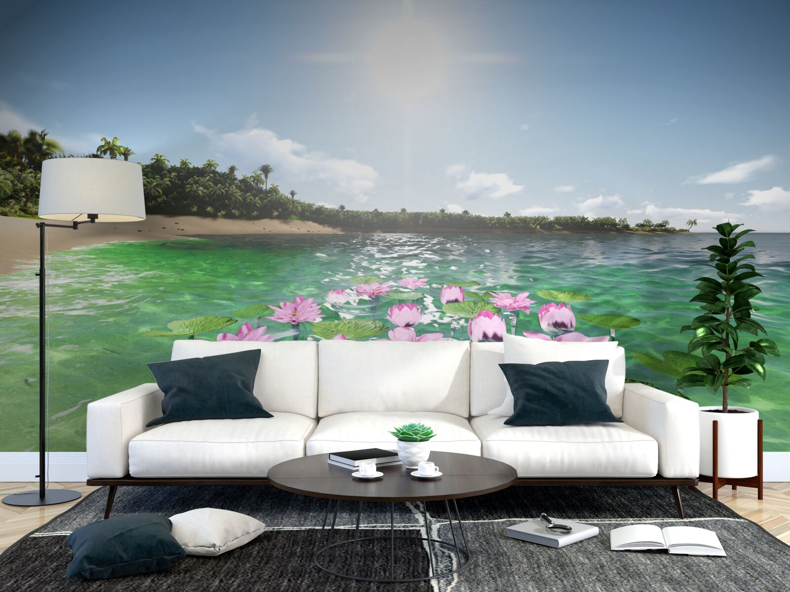 Fototapeta Ružové lotosy na vodnej hladine