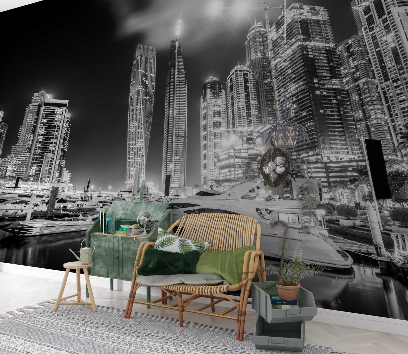 Fototapeta mesto v čiernej a bielej farbe