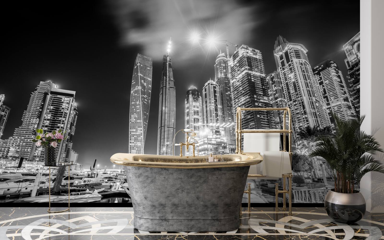 Fototapeta mesto v čiernej a bielej farbe