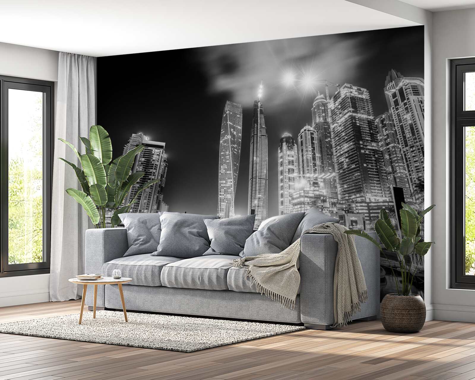 Fototapeta mesto v čiernej a bielej farbe