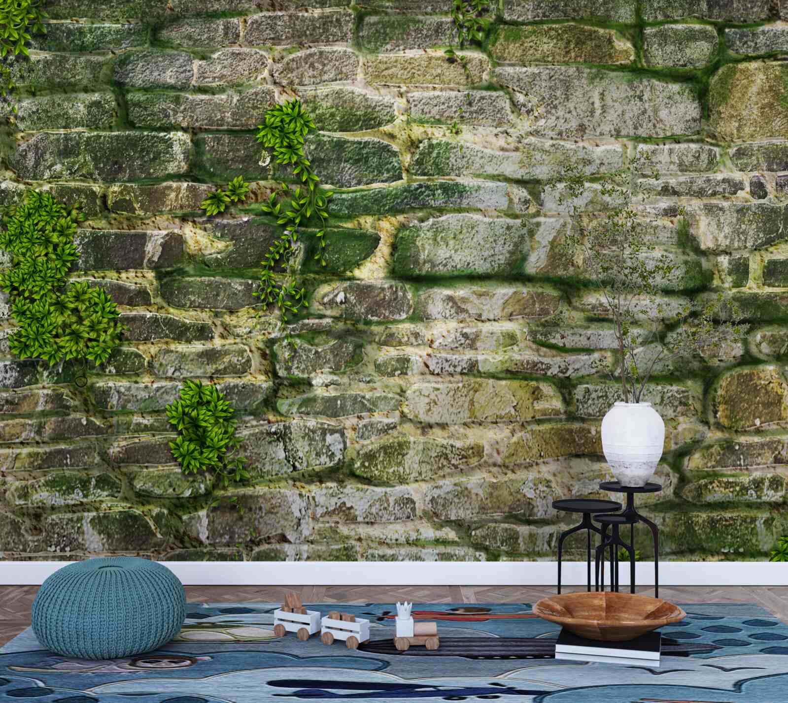 Fototapeta starý kameň pokrytý macho