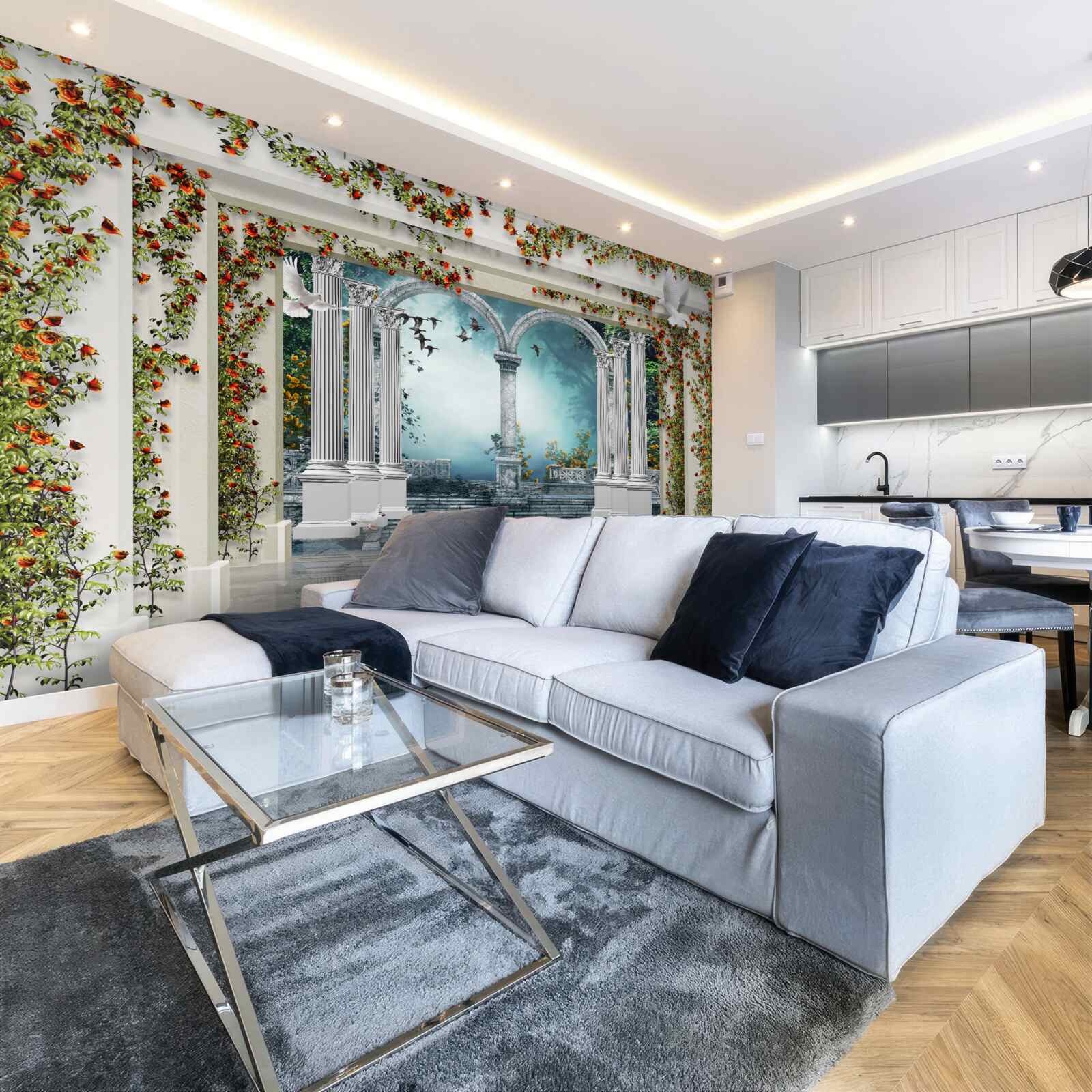 Fototapeta biele nohy zdobené kvetmi