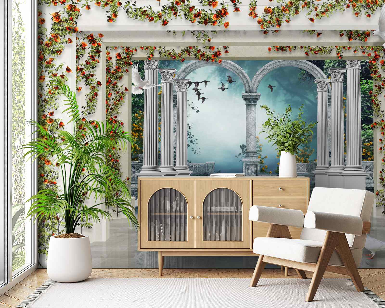 Fototapeta biele nohy zdobené kvetmi