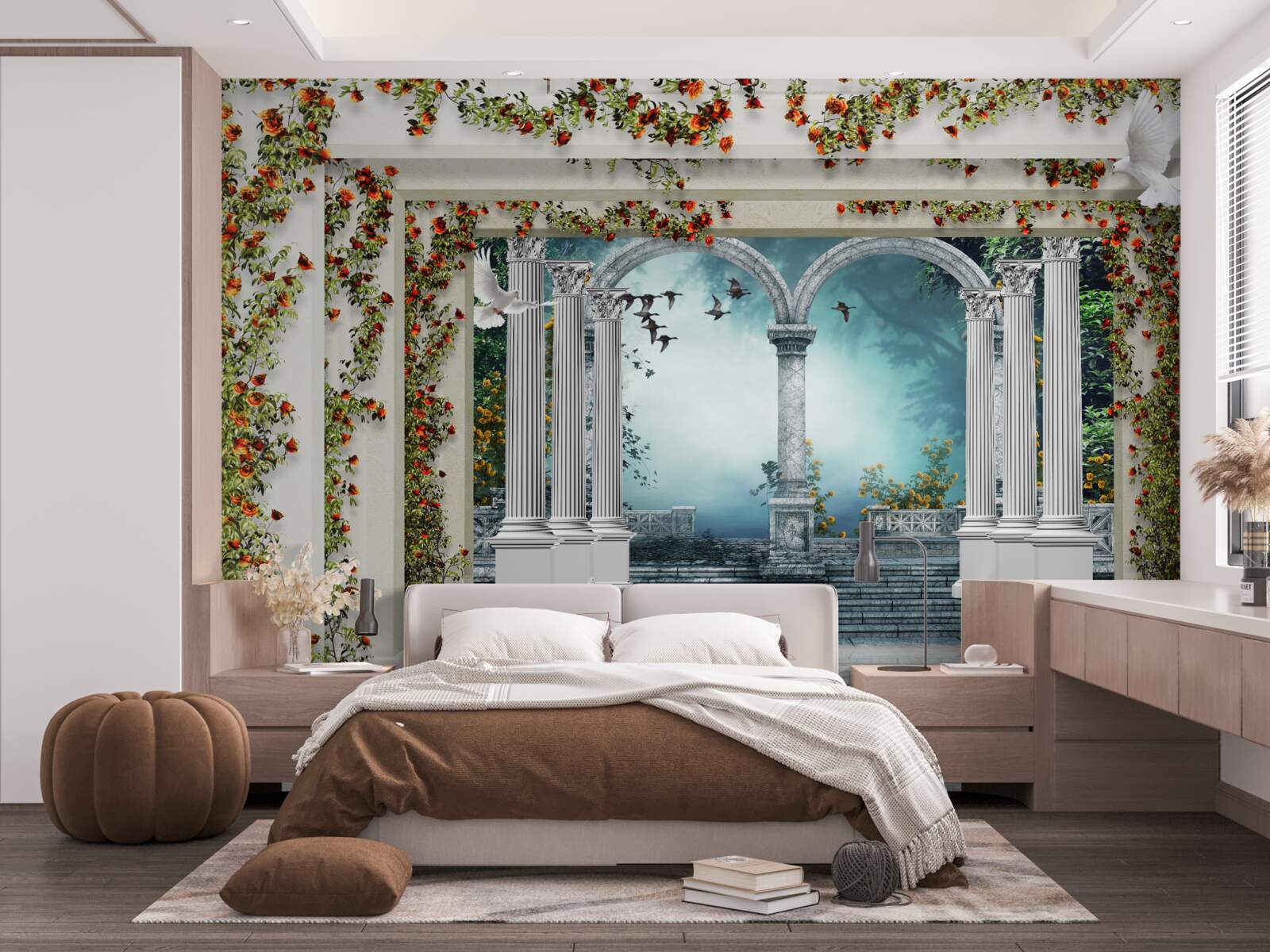 Fototapeta biele nohy zdobené kvetmi