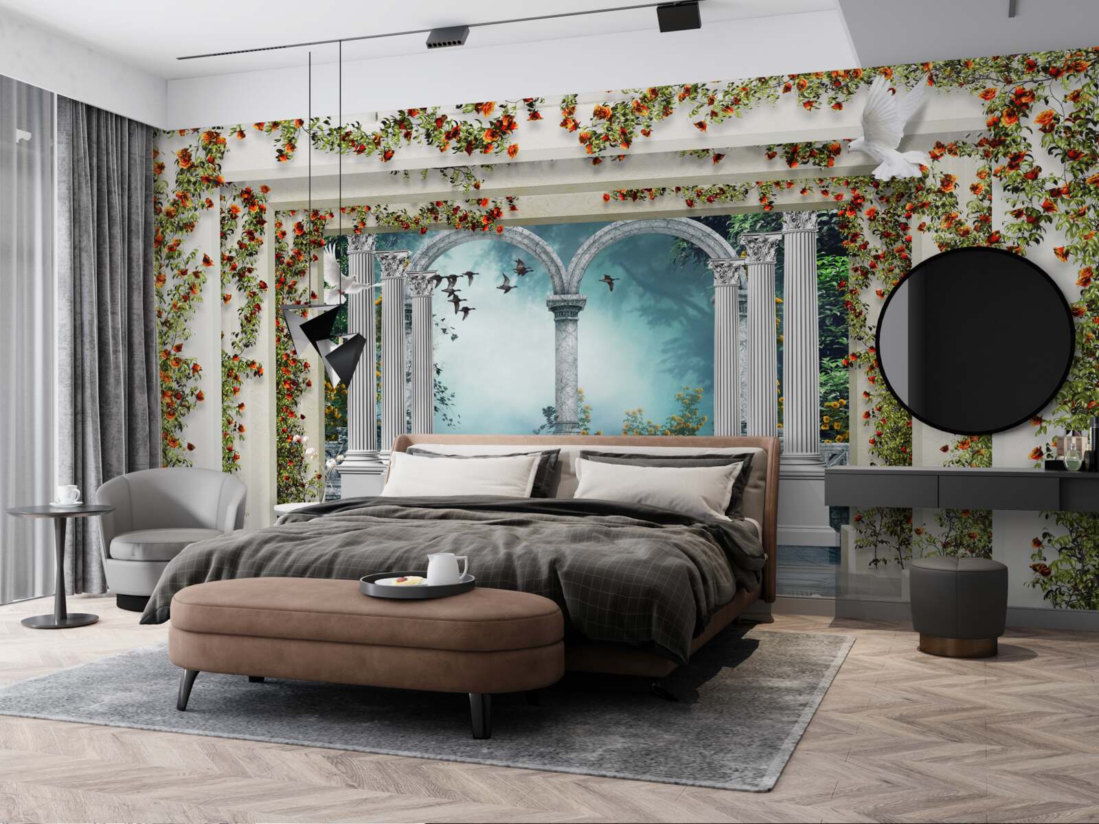 Fototapeta biele nohy zdobené kvetmi