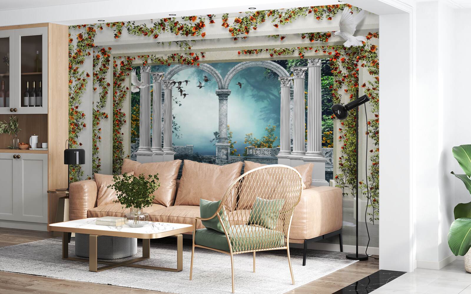 Fototapeta biele nohy zdobené kvetmi