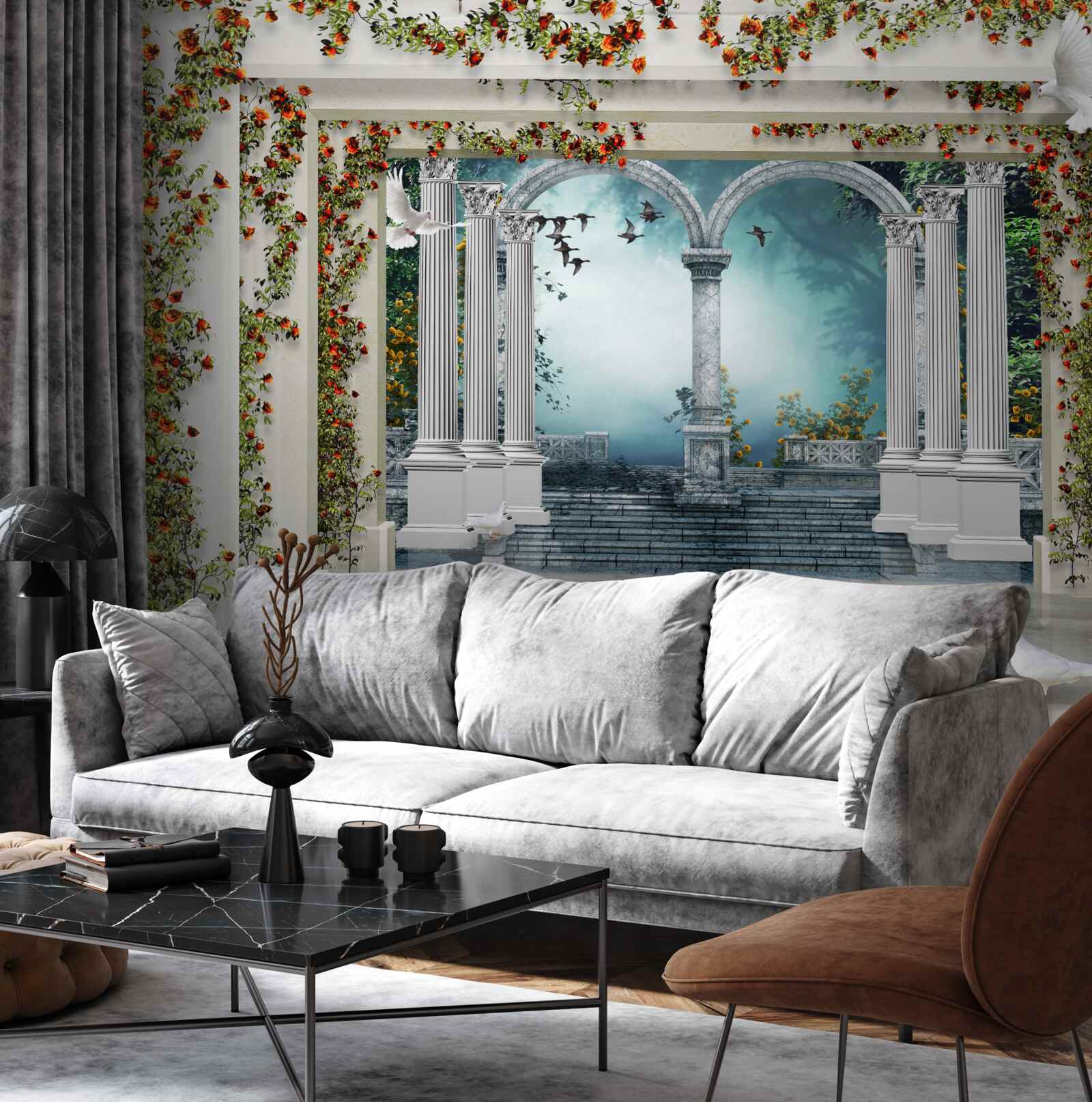 Fototapeta biele nohy zdobené kvetmi